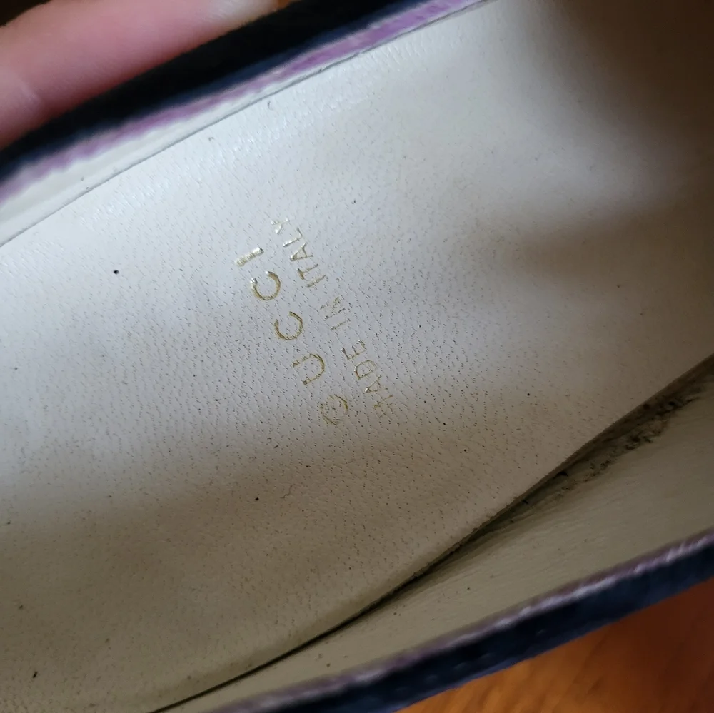 Gucci blue/gold slip on suede loafers size 7 - Picture 8 of 8